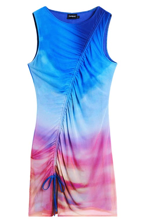 Desigual Print Ruched Sleeveless Minidress In Multi