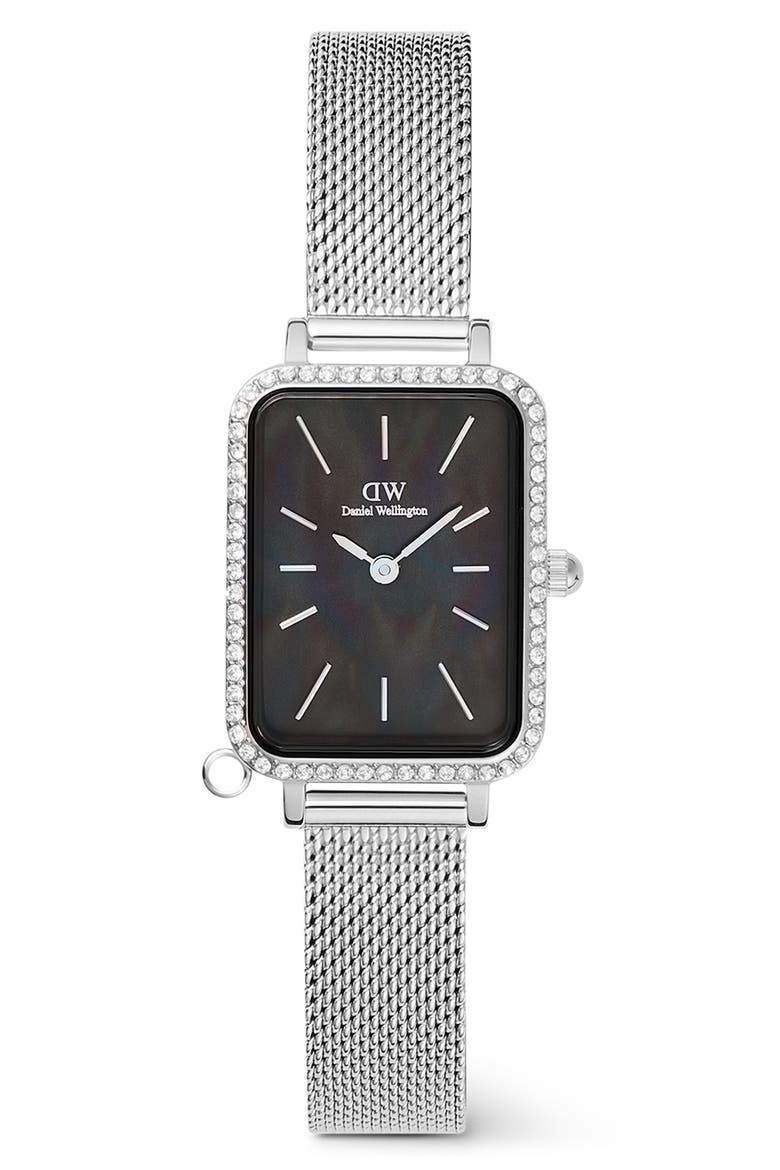 Quadro Charm Mesh Strap Watch, 20mm, Main, color, SILVER