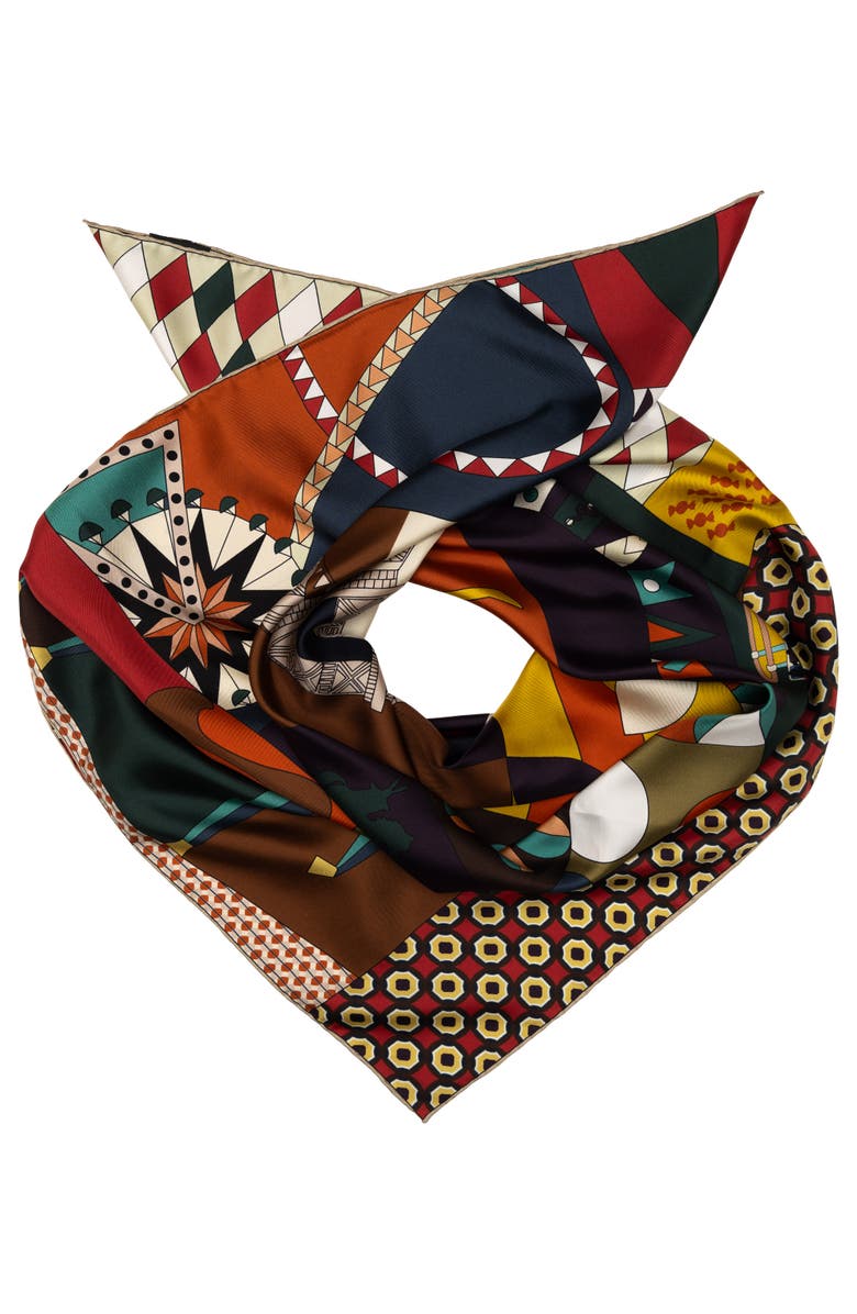 Elizabetta Parisian Carnival - Silk Foulard, Alternate, color, Chocolate