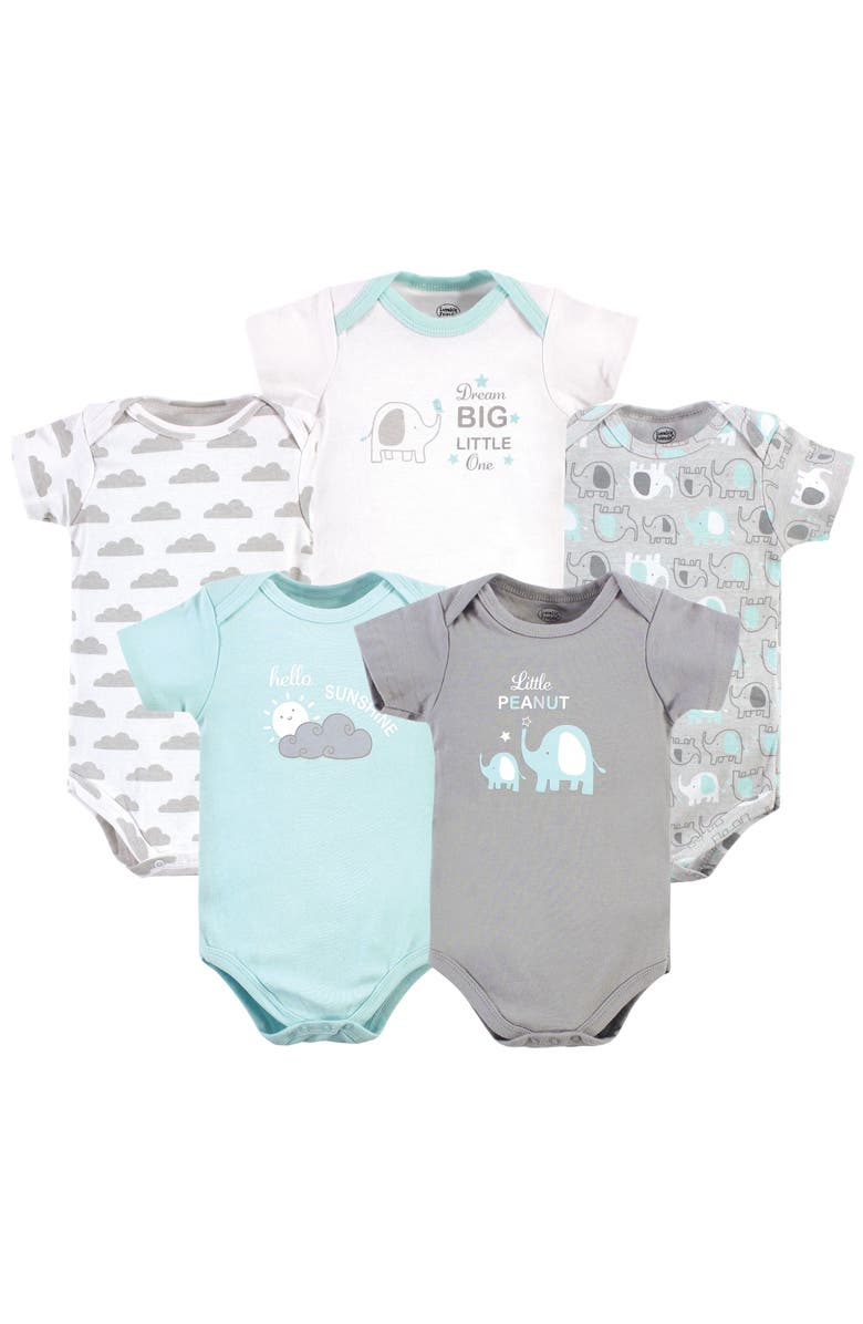 Luvable Friends Essential 5-Piece Bodysuit Set, Main, color, Boy Basic Elephant