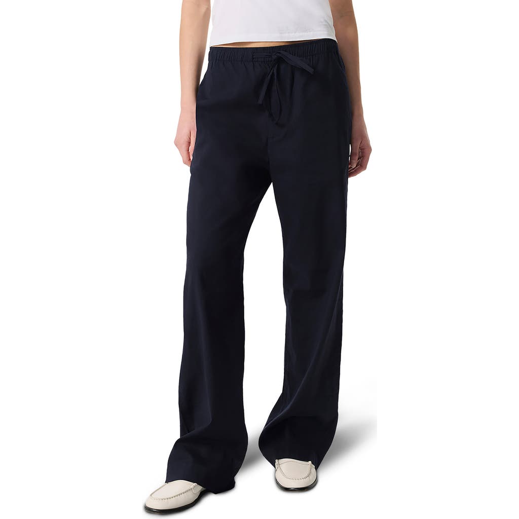 Rag & Bone Navy Logan Linen-blend Beach Lounge Pants In Salute