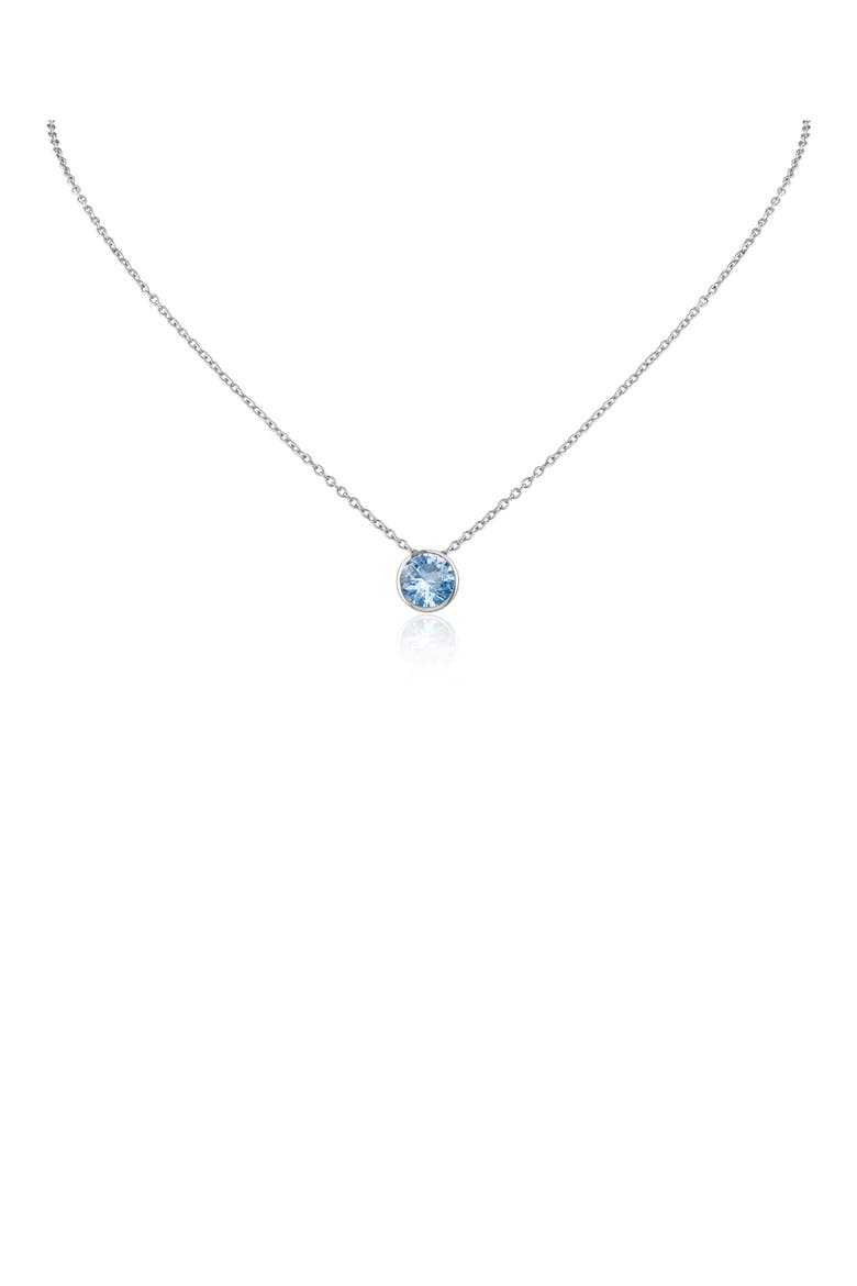 Bezel Cubic Zirconia Pendant Necklace, Main, color, AQUAMARINE/ SILVER