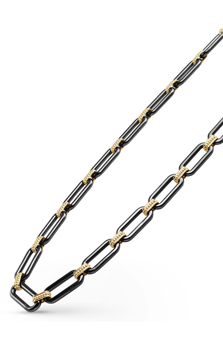 LAGOS Signature Black Caviar Chain Necklace, Alternate, color, Gold