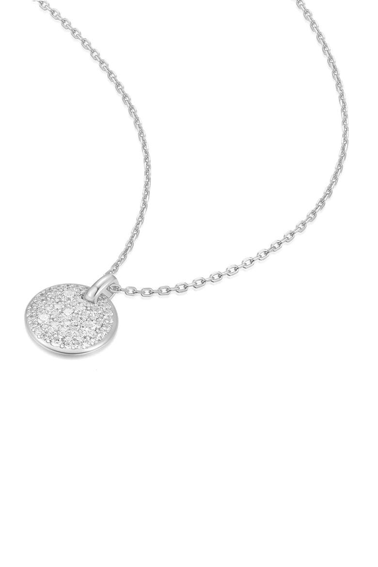 Pavé Disc Pendant Necklace, Alternate, color, SILVER