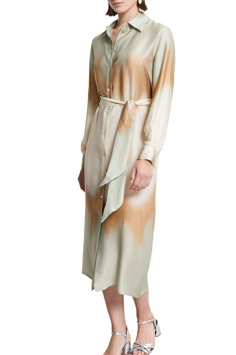 Printed Viscose Long Shirt Dress, Main, color, Mint