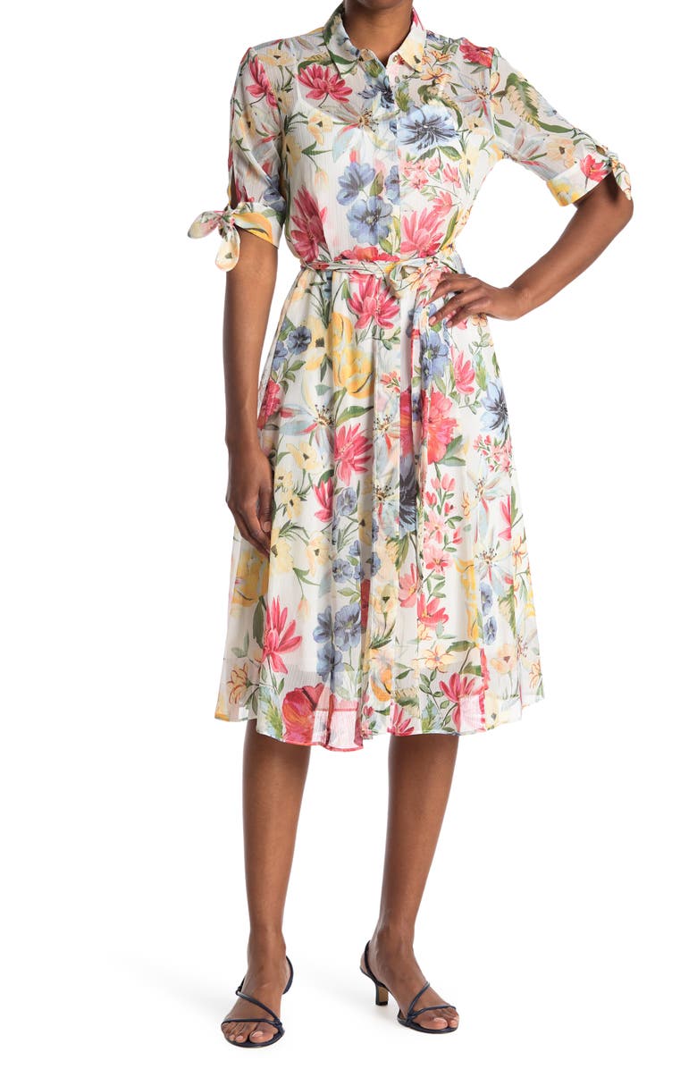 Calvin Klein Floral Shirt Dress, Main, color,