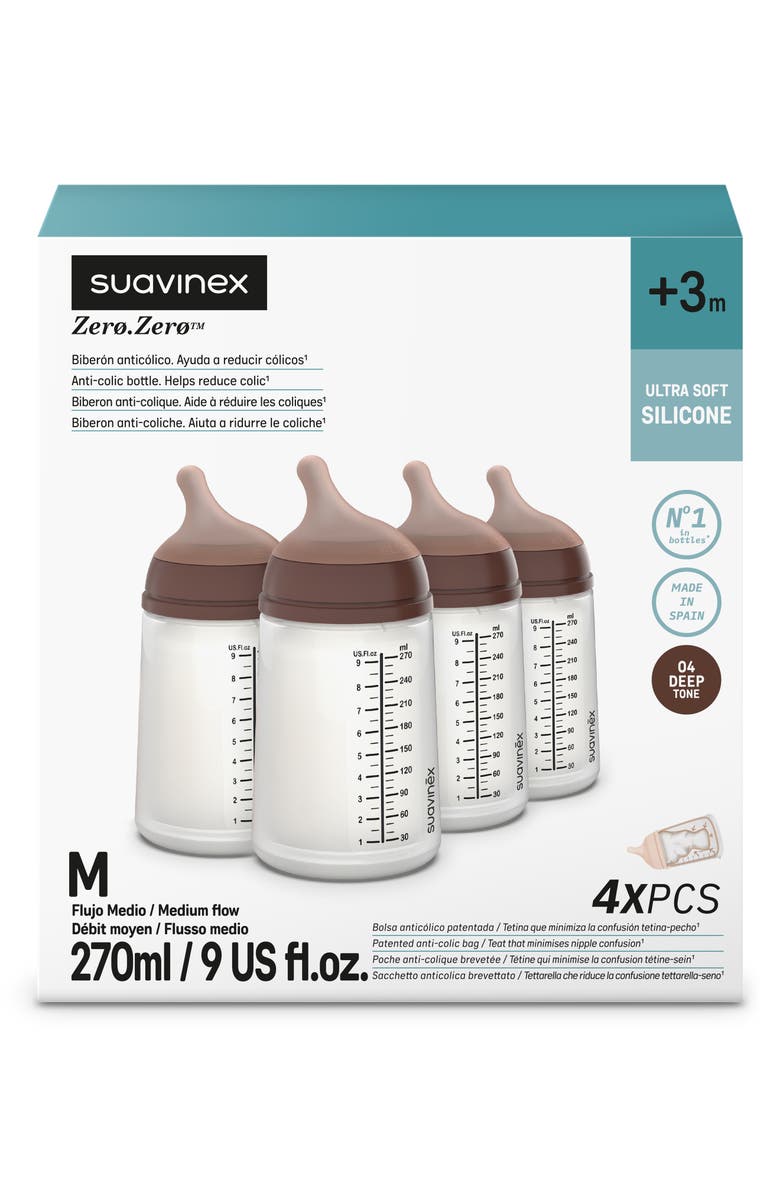 Suavinex 4-Pack Adaptable Flow Large Anti-Colic Bottles, Alternate, color, Deep