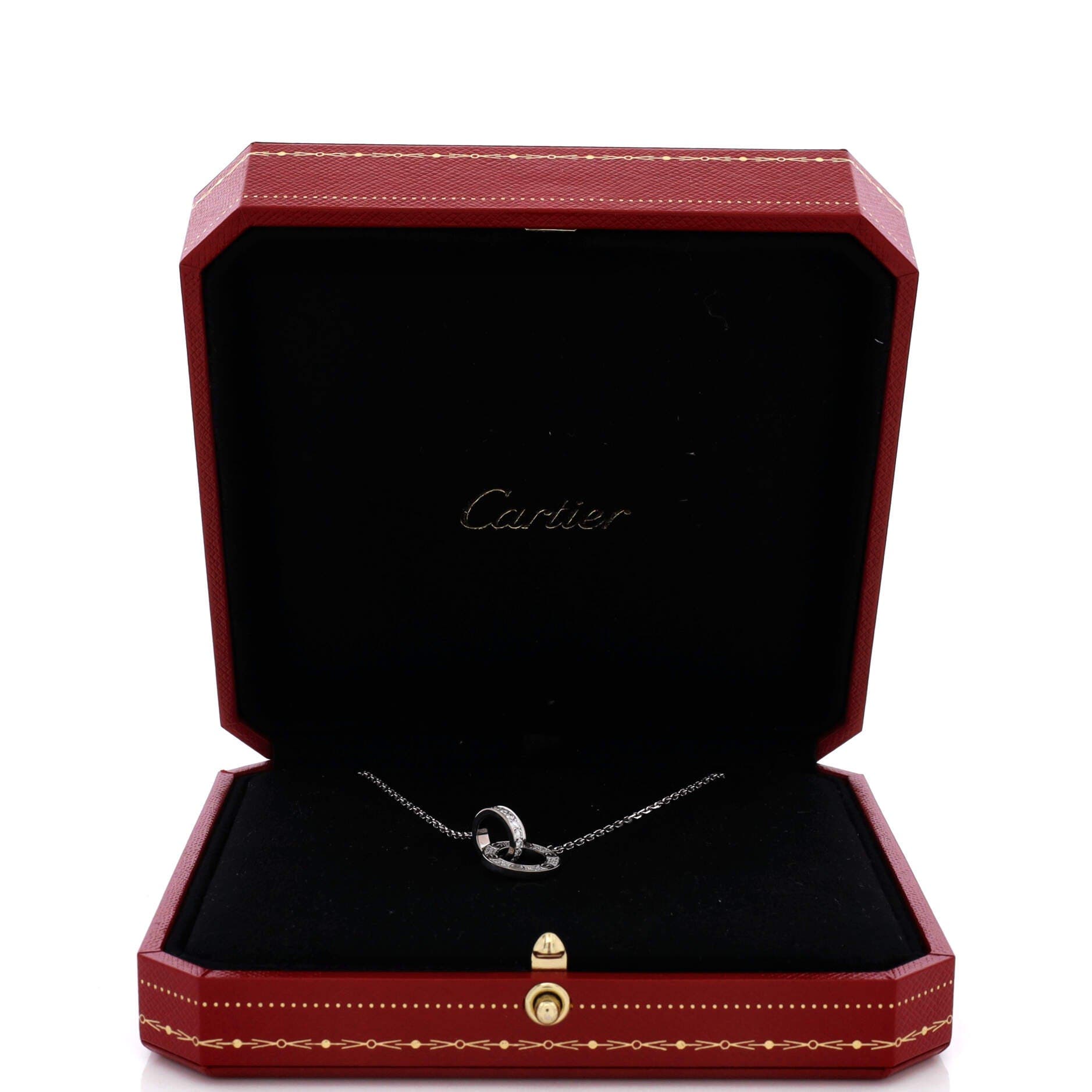 Love Interlocking Pave Necklace 18K White Gold and Diamonds, Alternate, color, Metallic Gold