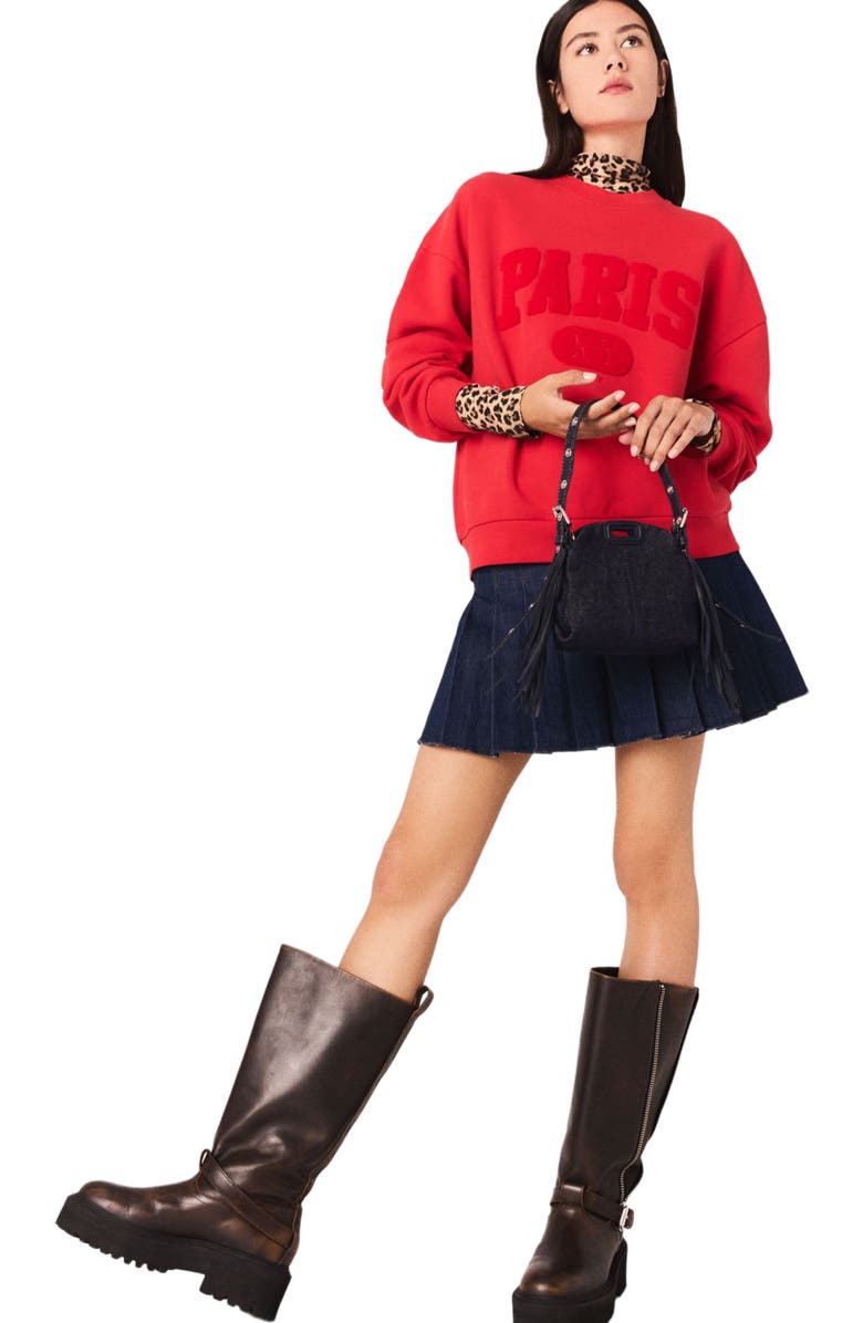 maje Paris New York Lettering Sweatshirt, Alternate, color, Red