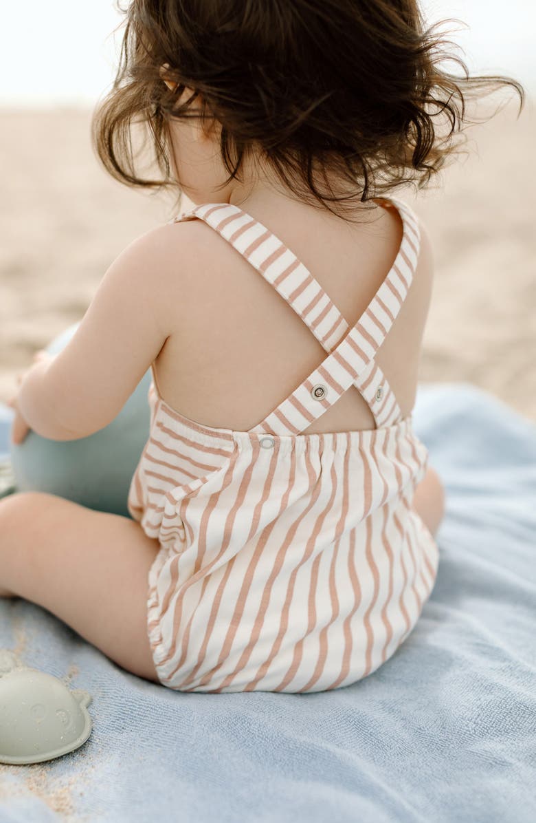 Pehr Crisscross Organic Cotton Bodysuit, Alternate, color, Stripes Away Peony