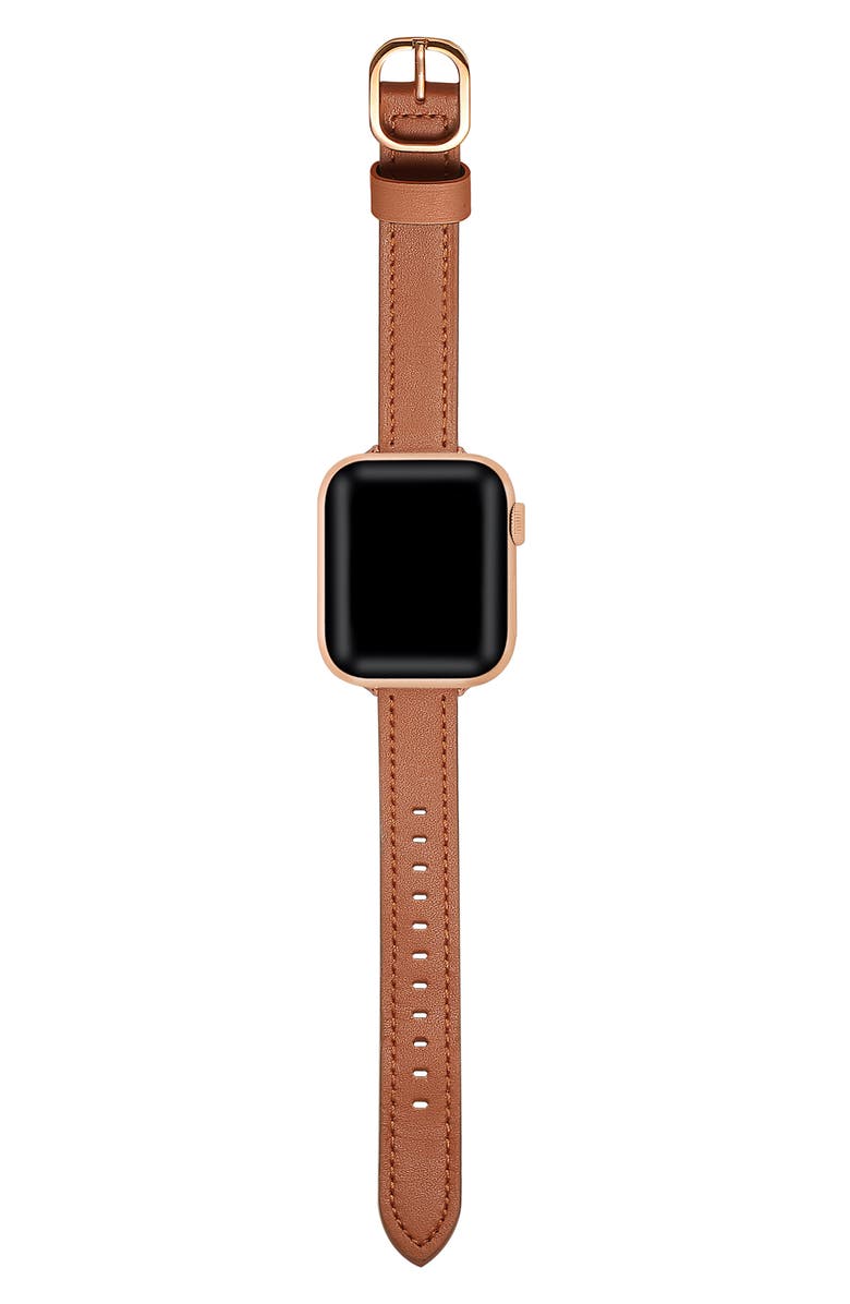 Posh Tech Carmen Skinny Leather Apple Watch<sup>®</sup> Watchband, Alternate, color, Brown