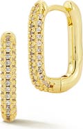 GLAZE JEWELRY Pavé Cubic Zirconia Oval Huggie Hoop Earrings