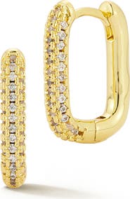GLAZE JEWELRY Pavé Cubic Zirconia Oval Huggie Hoop Earrings