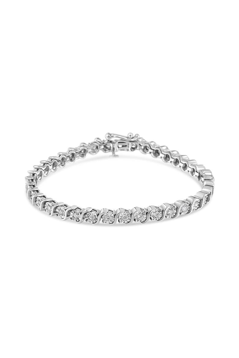14K White Gold 1.00 Cttw Lab Grown Diamond "S" Link Tennis Bracelet, Alternate, color, White