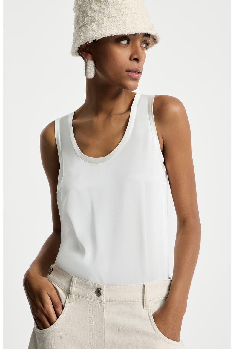 Satin top, Alternate, color, White