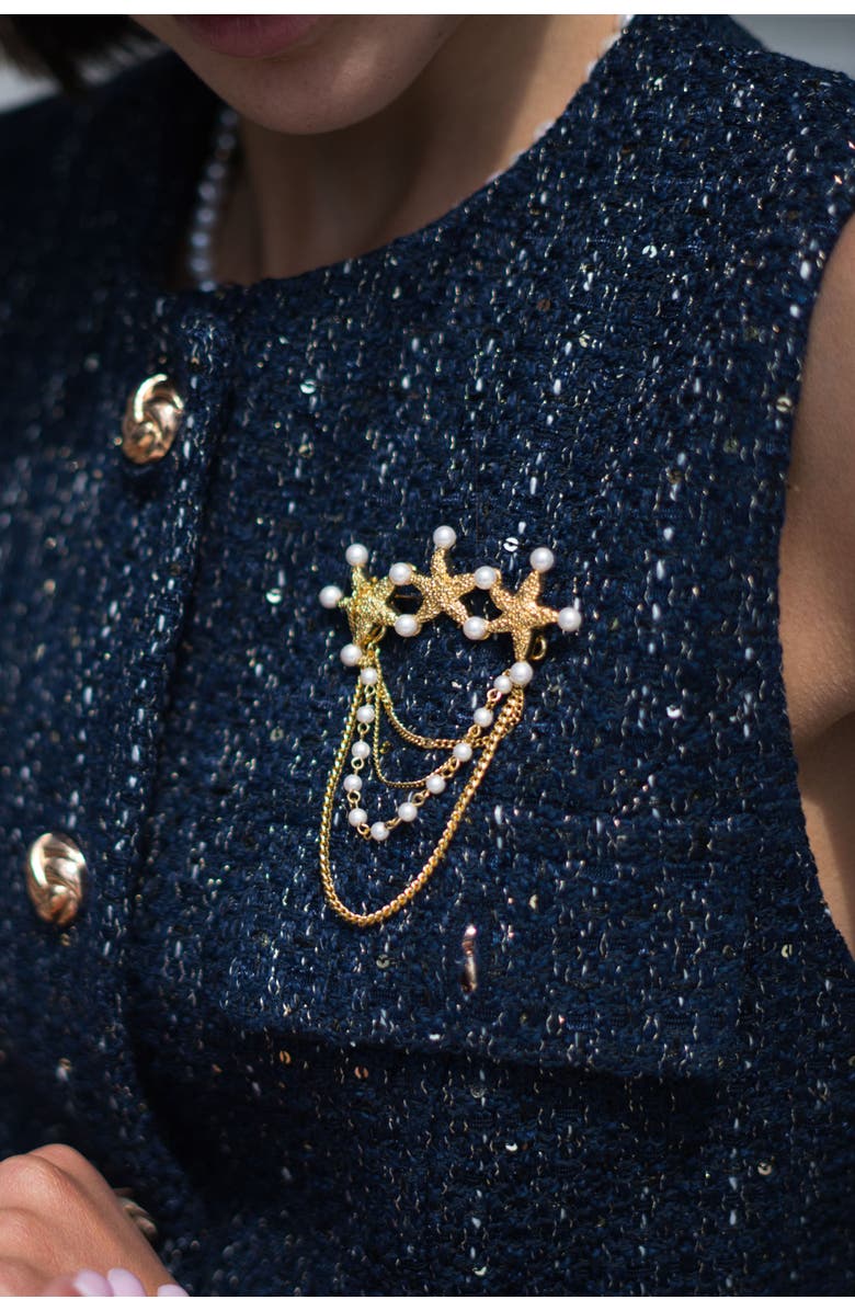 Classicharms Lila Starfish Waterfall Brooch, Alternate, color, Gold