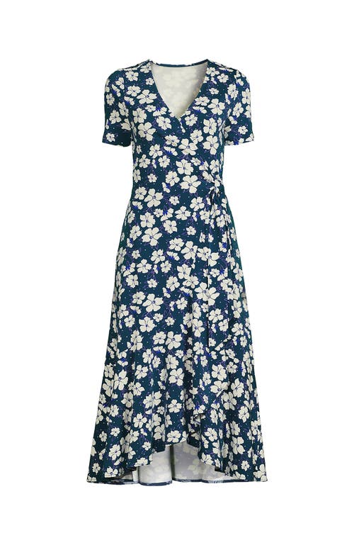 LANDS' END LANDS' END COTTON MODAL VNECK WRAP MINI DRESS 