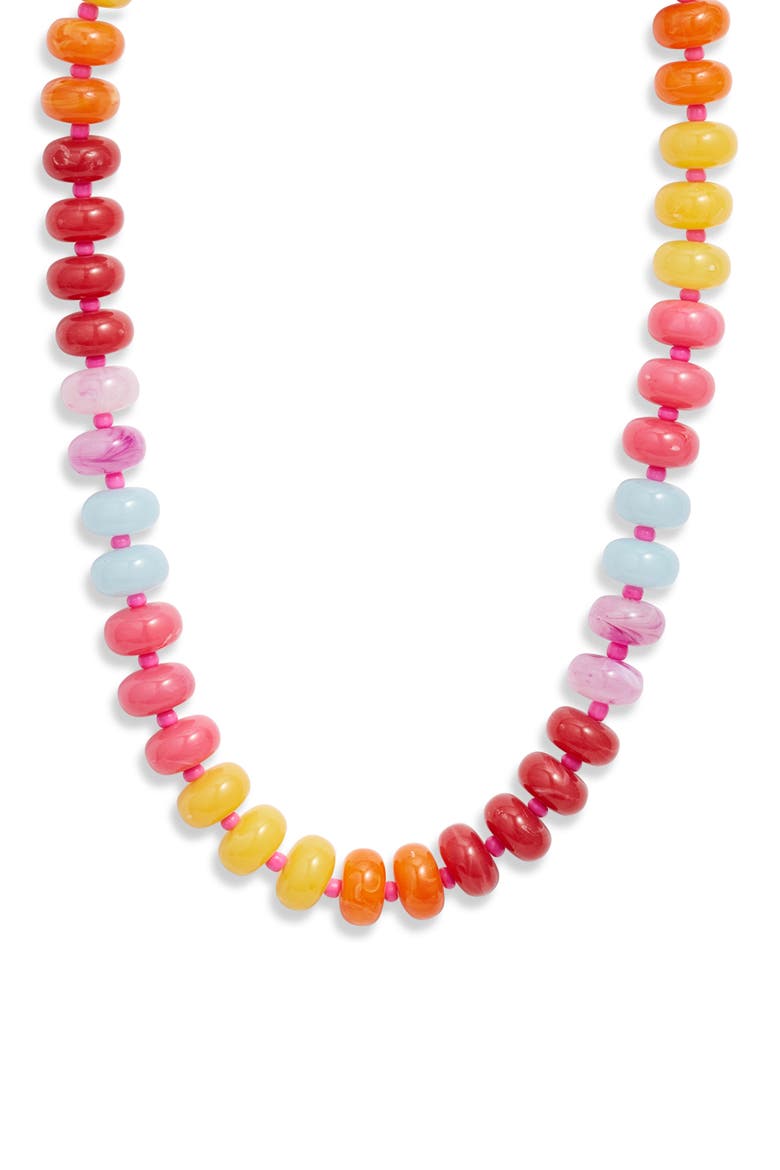12mm Beaded Necklace, Main, color, PINK MULTI- GOLD