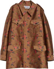 MONSE Floral Embroidered Satin Utility Jacket