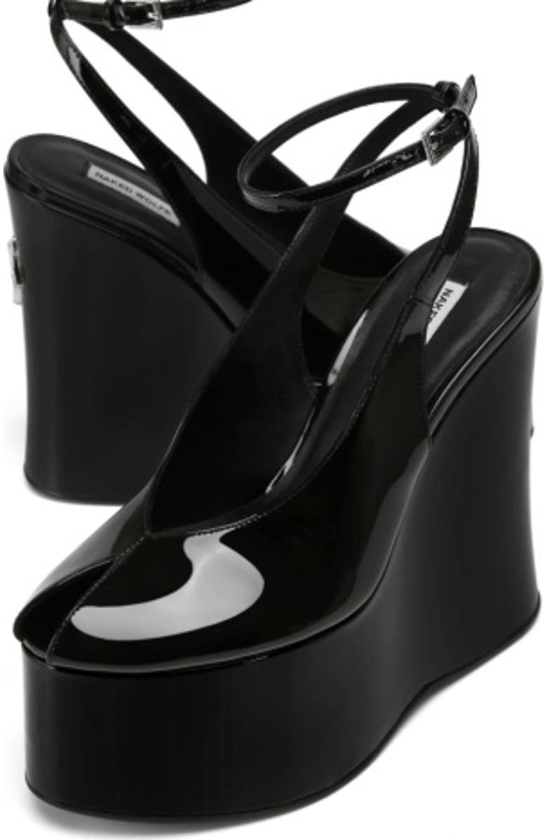 Naked Wolfe Tansy Wedge, Alternate, color, Black Patent Leather