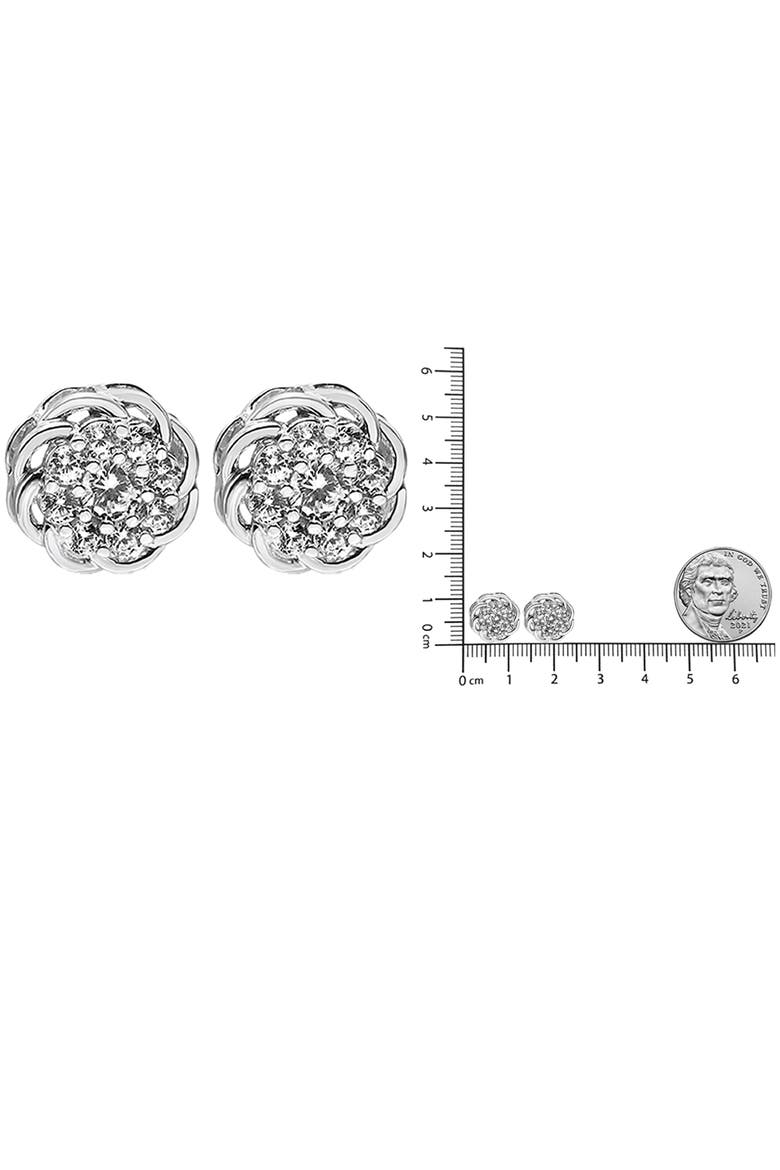 Silver 1/2 Cttw Round Diamond Cluster Openwork Floral Halo Stud Earrings, Alternate, color, White |  Diamond