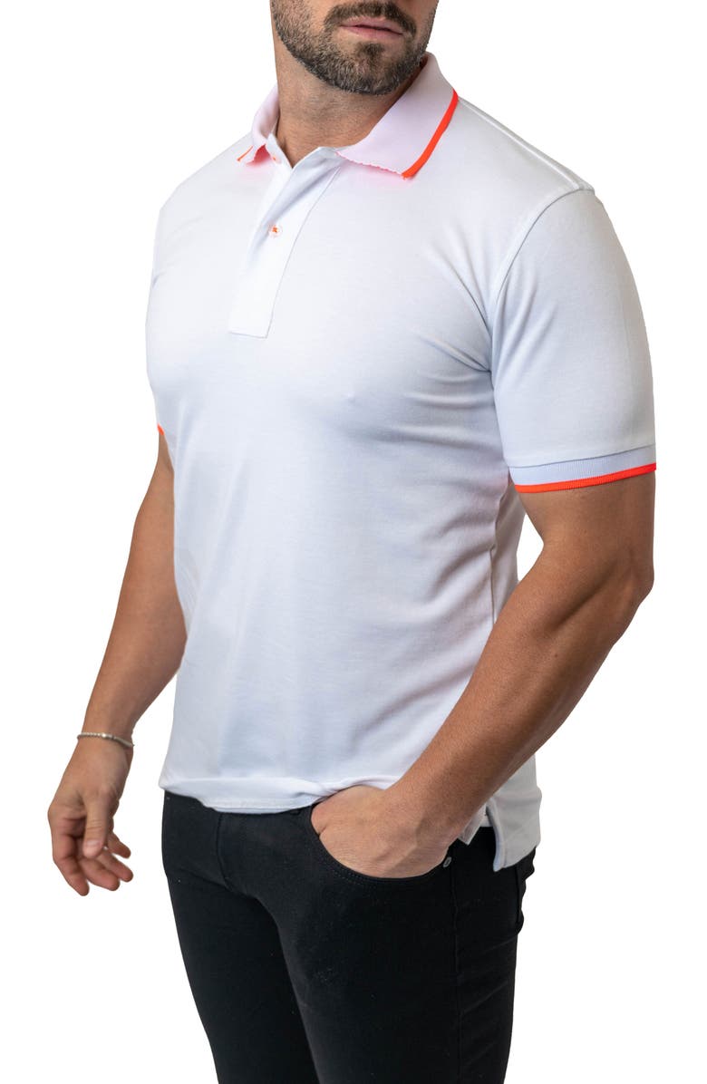 Maceoo Mozarttokyo Tipped White Graphic Polo, Alternate, color, White