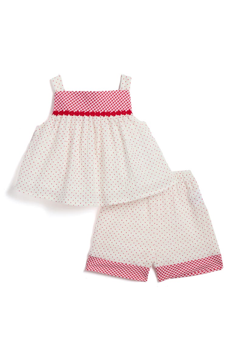 Kids' Polka Dot Top & Woven Shorts Set, Main, color, WHITE/ RED