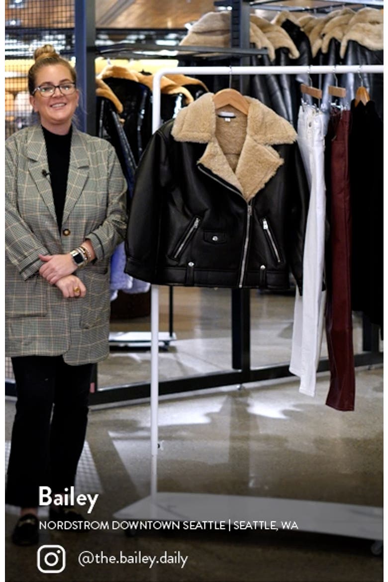 Faux Shearling & Faux Leather Aviator Jacket video
