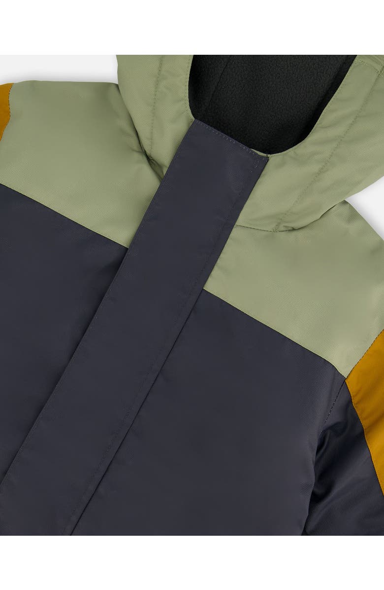 Deux par Deux Boy's Colorblock Mid-Season One-Piece Outerwear Dark Gray, Sage, And Tan, Alternate, color, 