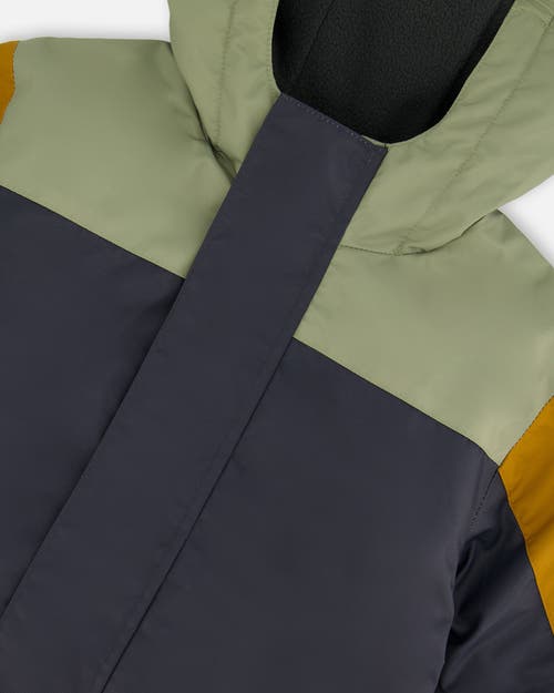 DEUX PAR DEUX DEUX PAR DEUX LITTLE BOY'S COLORBLOCK MID-SEASON ONE-PIECE OUTERWEAR DARK GRAY, SAGE, AND TAN 