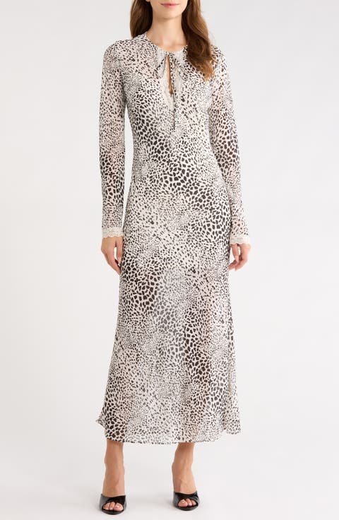 Celia Dalmation Print Long Sleeve Dress
