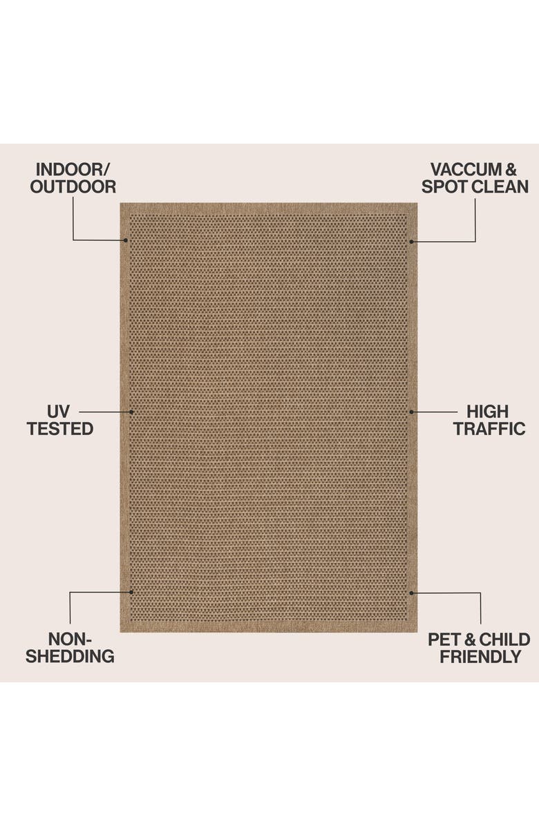 JONATHAN Y Maxine Easy Jute Contemporary Border Boho Fine Rib Weave Indoor/Outdoor Area Rug, Alternate, color, Brown