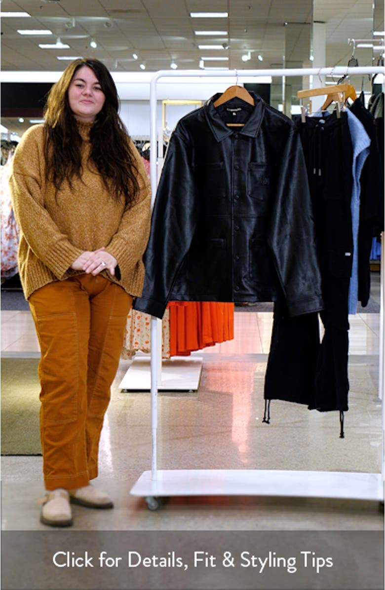 Faux Leather Utility Shirt Jacket, sales video thumbnail