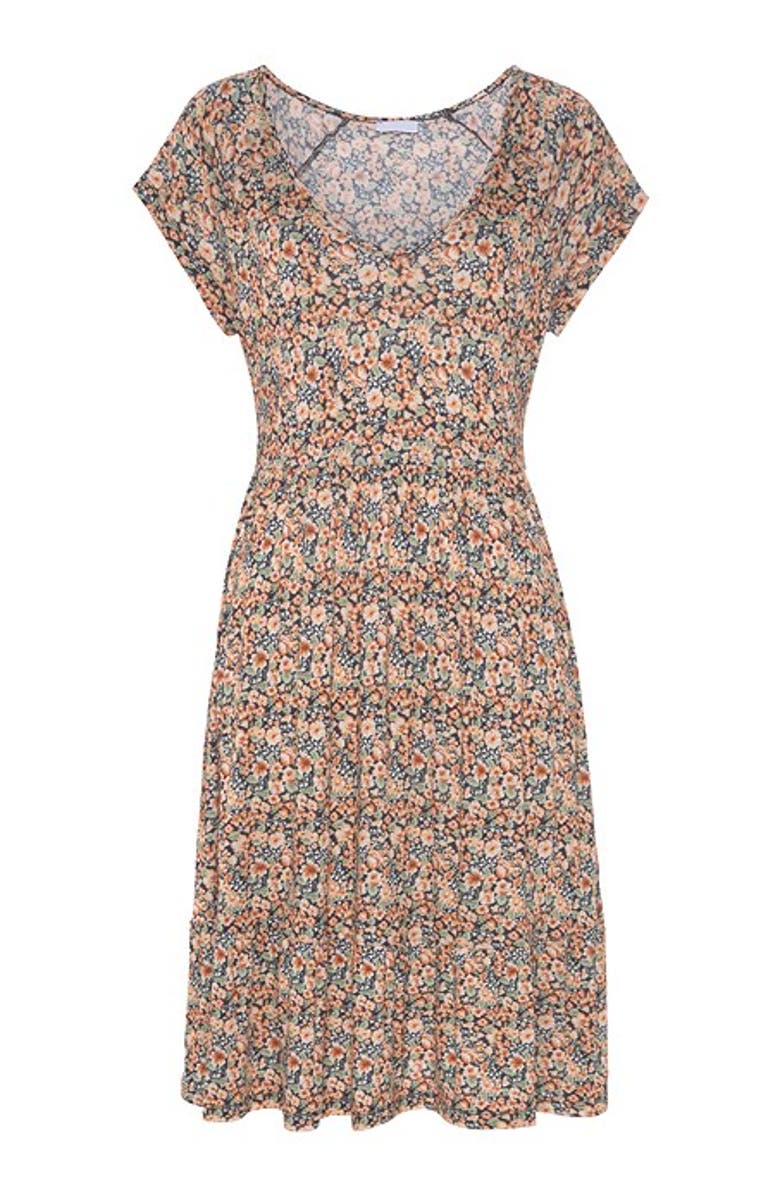 LASCANA Women's V-Neck Flounce Dress, Alternate, color, Multi