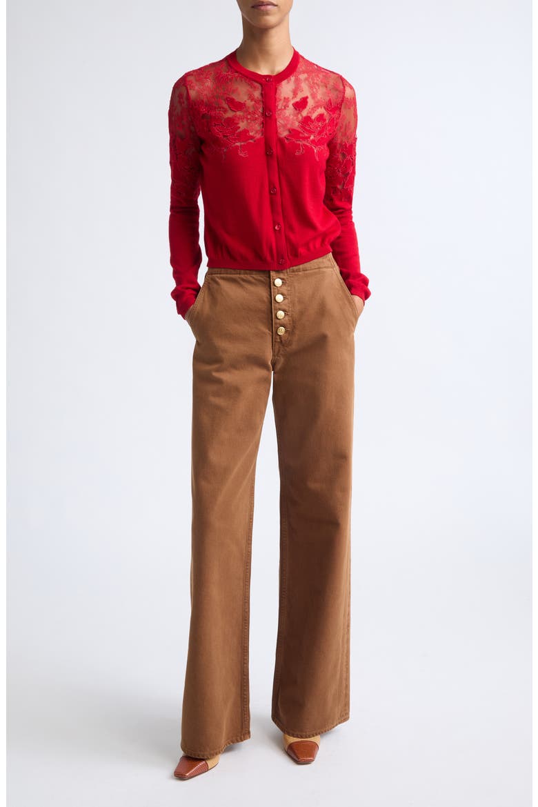 Talia Lace Cardigan, Alternate, color, CERISE