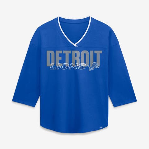 Women's Fanatics  Blue Detroit Lions Team First Deceptive Juke 3/4-Sleeve V-Neck T-Shirt