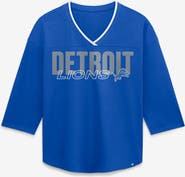 FANATICS Women's Fanatics Blue Detroit Lions Team First Deceptive Juke 3/4-Sleeve V-Neck T-Shirt