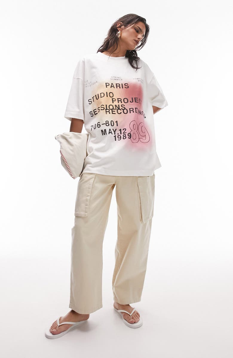 Topshop Paris Oversize Graphic T-Shirt, Alternate, color, 