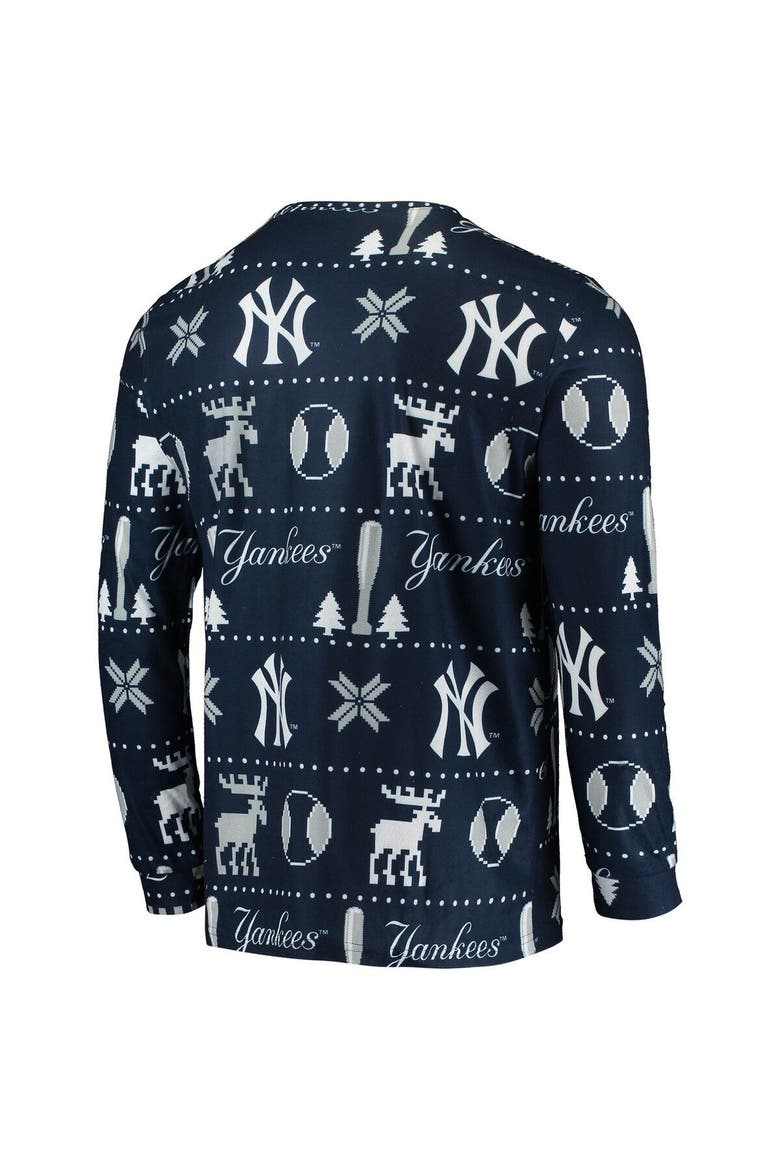Men's FOCO Navy New York Yankees Ugly Pajama Sleep Set, Alternate, color, Navy