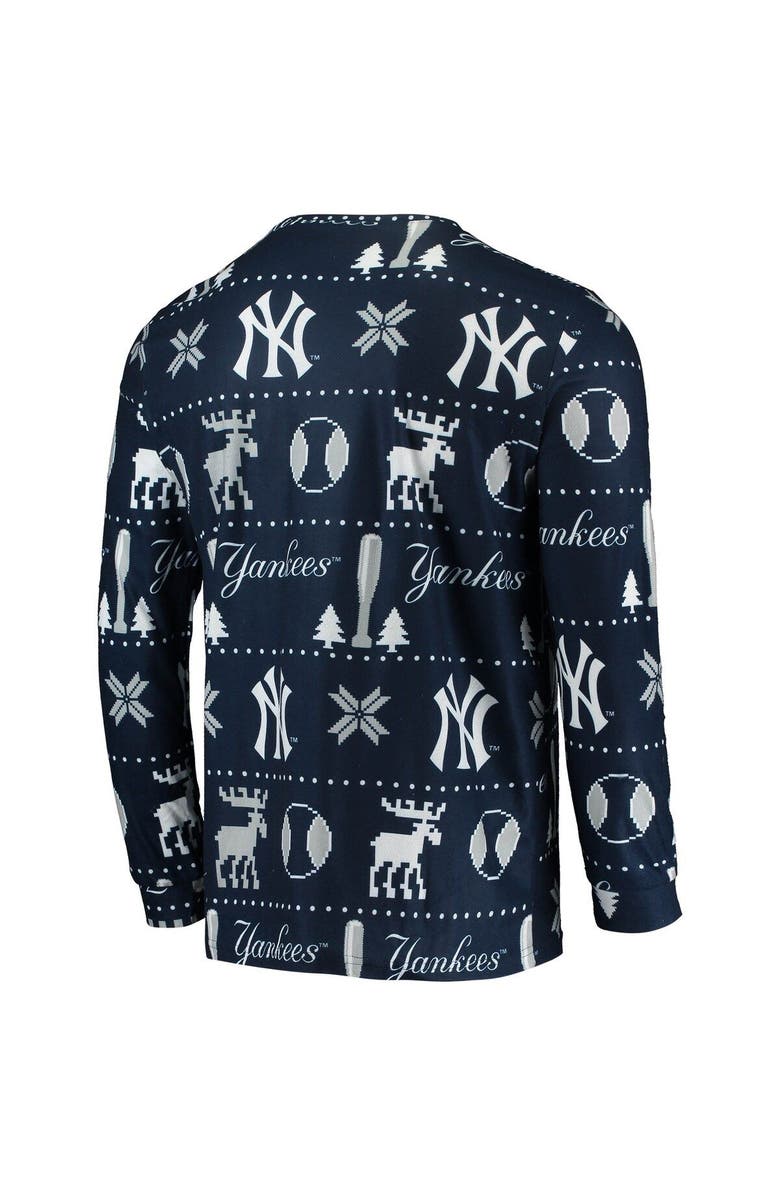 FOCO Men's FOCO Navy New York Yankees Ugly Pajama Sleep Set, Alternate, color, 