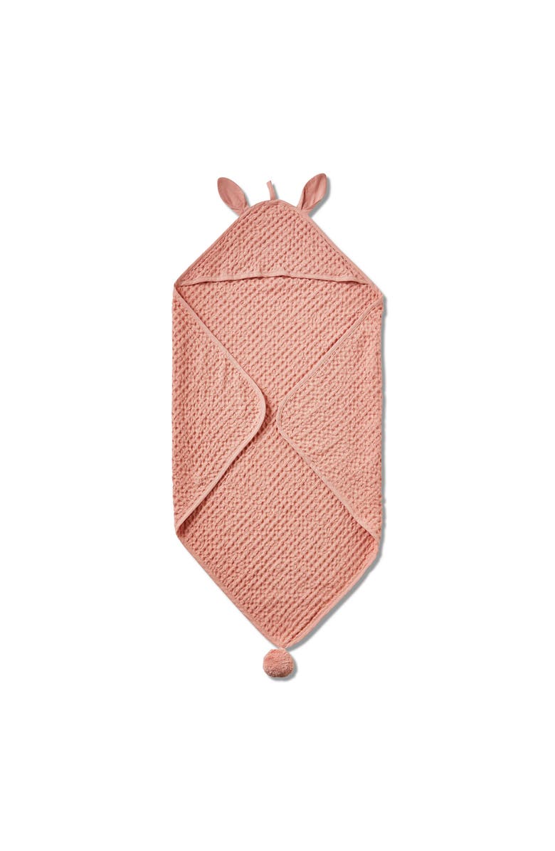 tag Bunny Hooded Waffleweave Baby Towel Blush Cotton Bath, Main, color, Pink