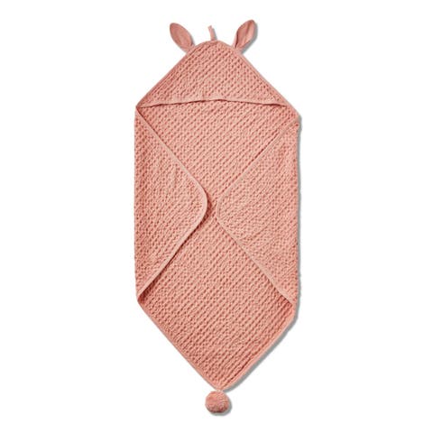 Bunny Hooded Waffleweave Baby Towel Blush Cotton Bath