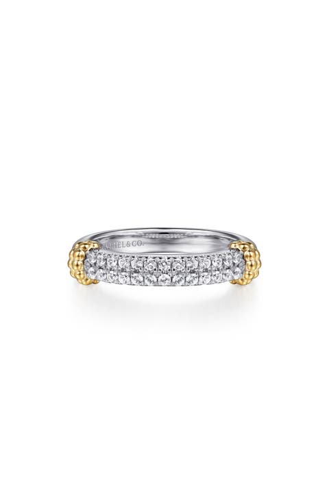 Bujukan 14K Gold, Sterling Silver & White Sapphire Stackable Ring
