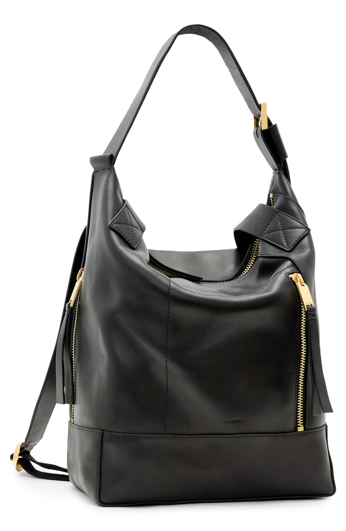 AllSaints Alba Leather Backpack, Alternate, color, 