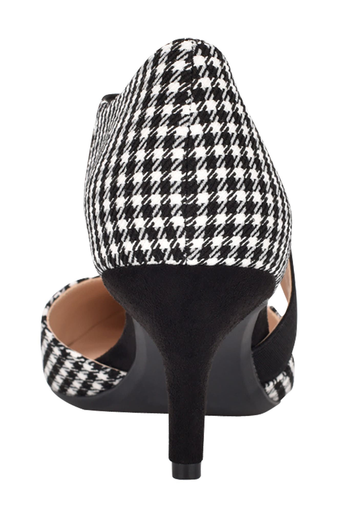 Bandolino Pointed Toe Houndstooth Print Stretch Cross Band High Heel ...