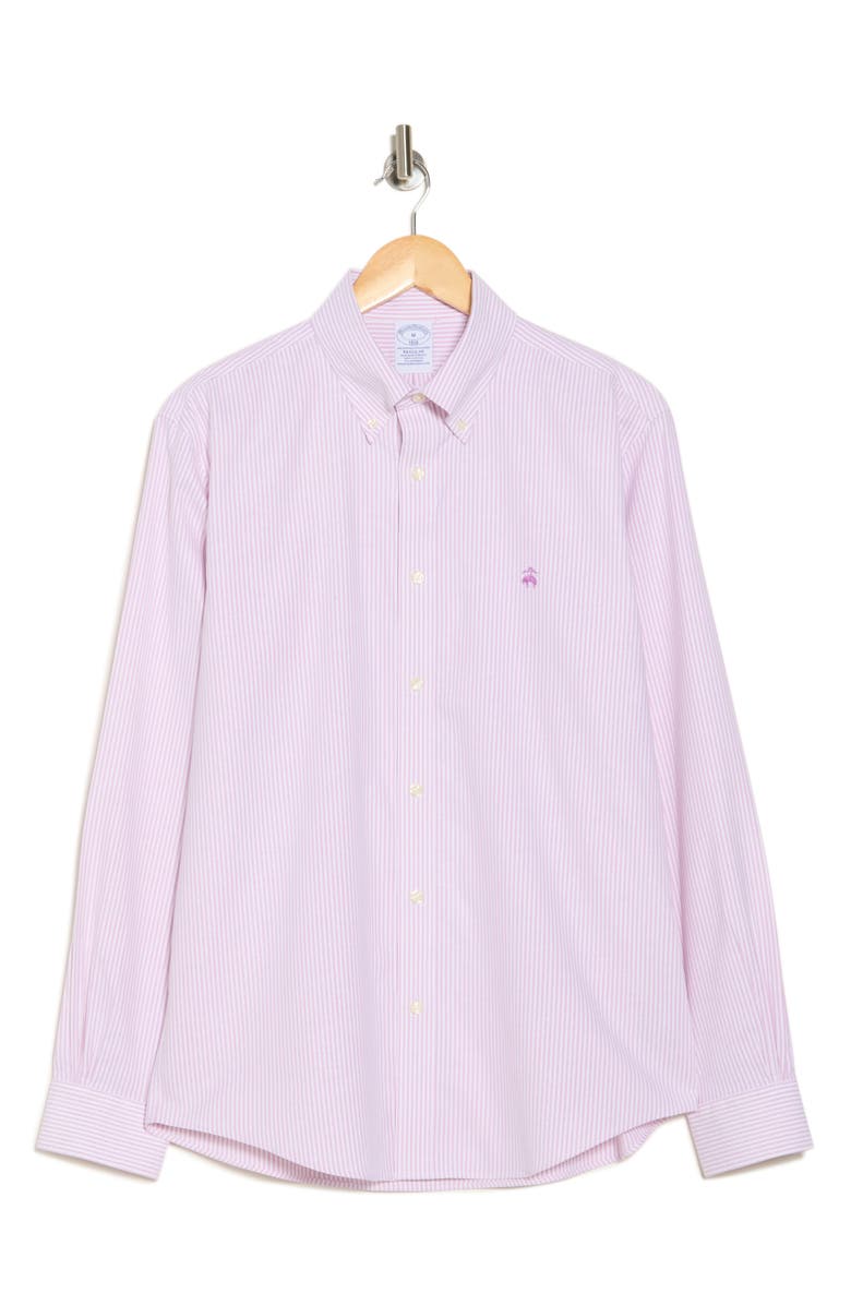 Brooks Brothers Regular Fit Candy Stripe Stretch Cotton Oxford Button-Down Shirt, Alternate, color, 