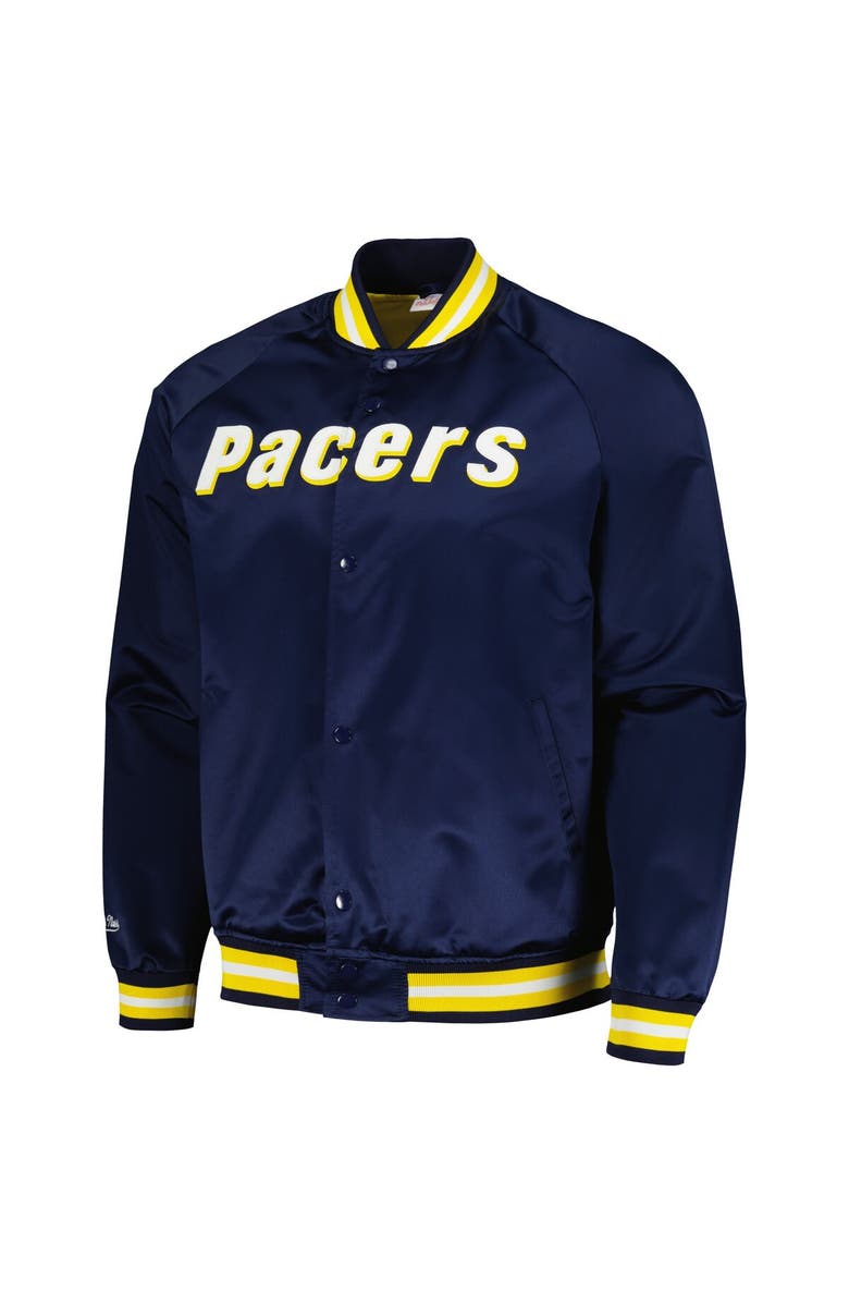 Mitchell & Ness Men's Mitchell & Ness Navy Indiana Pacers Hardwood Classics Throwback Wordmark Raglan Full-Snap Jacket, Alternate, color, Navy