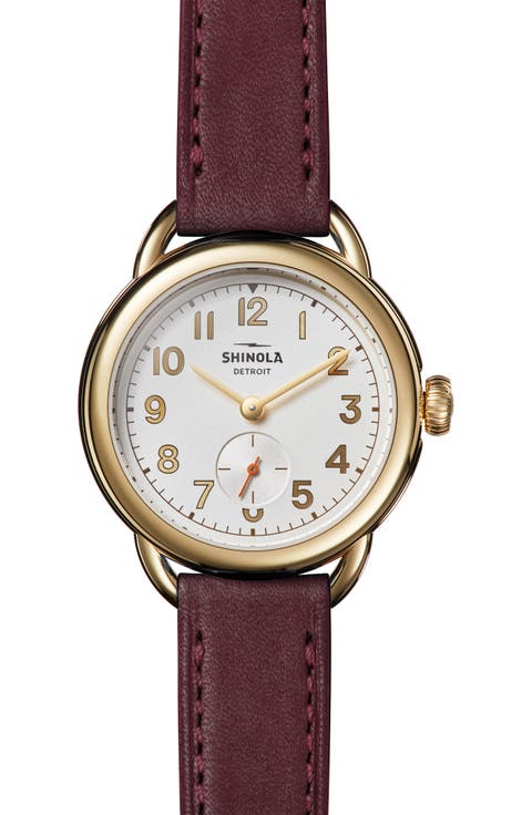 Runabout Seconds Subdial Leather Strap Watch, 36mm