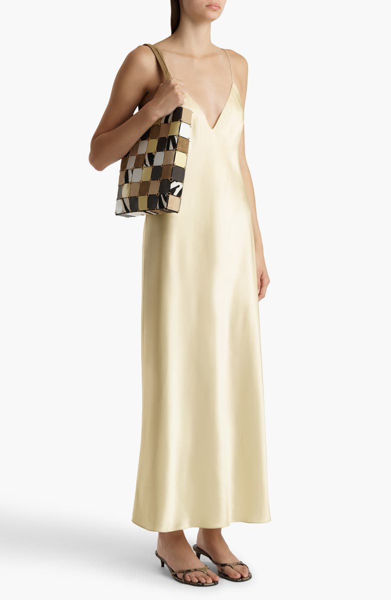 Khaite Taja Silk Satin Slipdress, Alternate, color, Pale Yellow