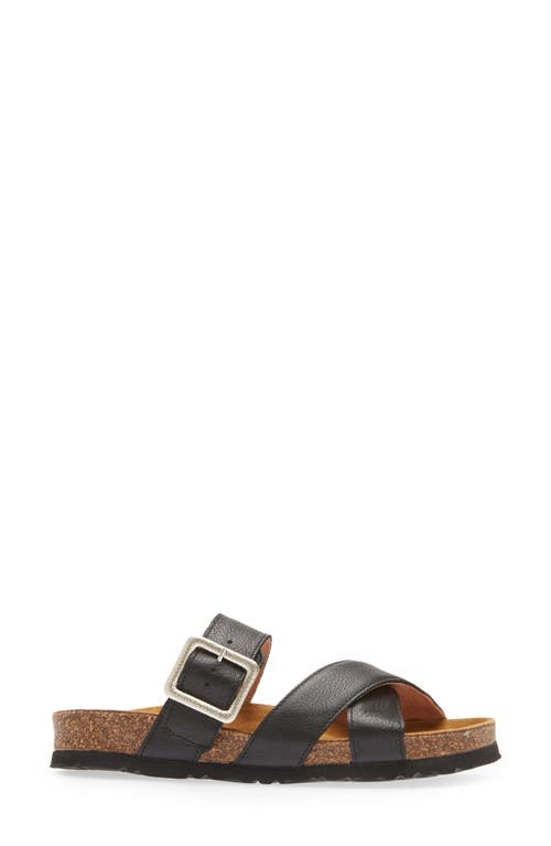 Naot Chicago Crossband Leather Footbed Sandal In Soft Black Leather